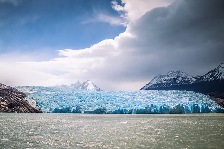 Grey Glacier landscape in Patagonia, Torres del Paine, Chile.